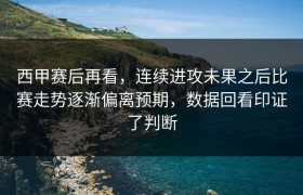西甲赛后再看，连续进攻未果之后比赛走势逐渐偏离预期，数据回看印证了判断