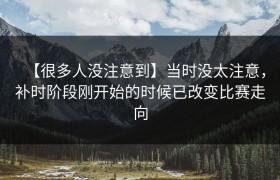 【很多人没注意到】当时没太注意，补时阶段刚开始的时候已改变比赛走向